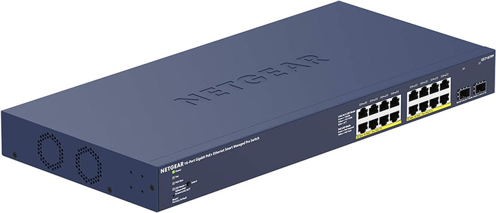 Netgear GS716TPP 16 Port Gigabit Ethernet LAN PoE Switch Smart (mit 16x PoE+ 300W, 2x 1G-SFP, Insigh
