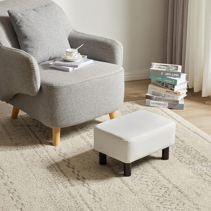 YMYNY Rechteckiger Fusshocker Sitzbank, 42 x 29 x 23 cm, Gepolsterter Hocker aus PU-Leder, mit Holzb