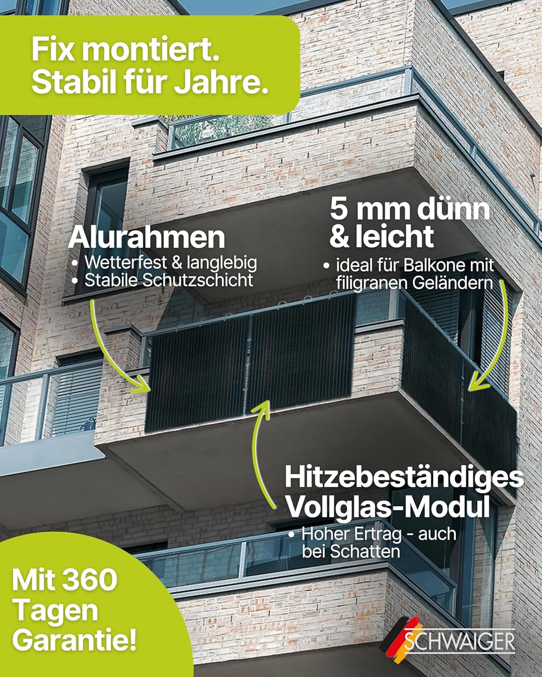 Slim-Line Modul 4er Set mit Wechselrichter Balkonkraftwerk Komplettset PV-Anlage Solaranlage, 4er Se
