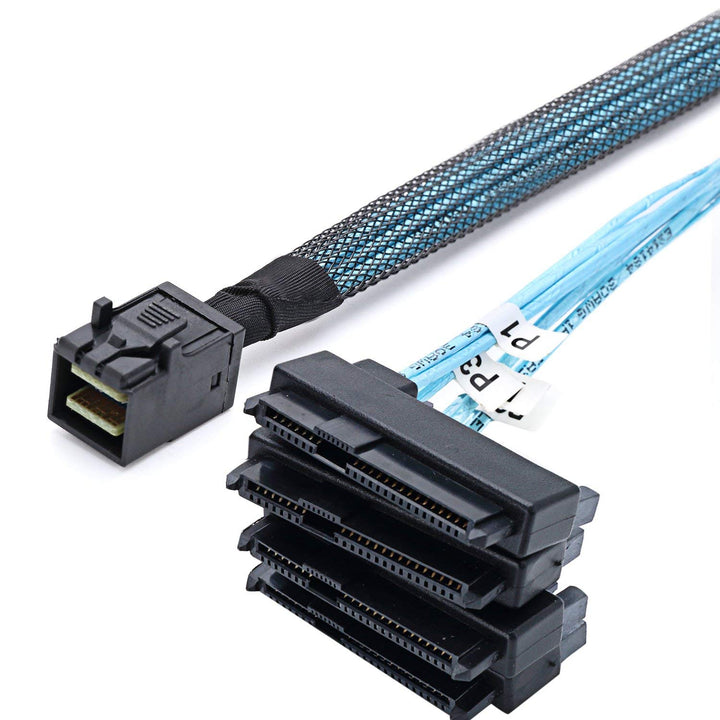 CableDeconn SFF-8643 interne Mini SAS HD auf (4) 29pin SFF-8482 Stecker mit SAS 15pol Power Port 12