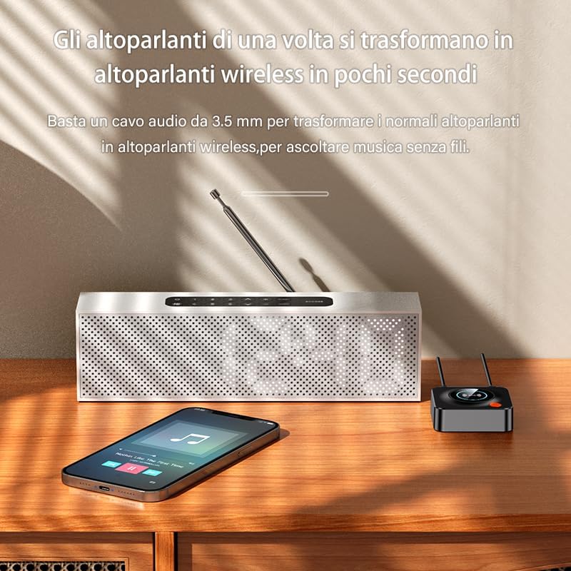 eppfun Bluetooth 5.3 Audio Adapter, Bluetooth Empfänger für Stereoanlage mit 3.5mm AUX Klinke & Cinc