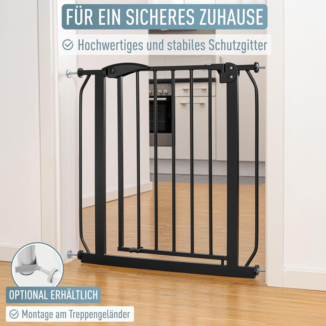 ib style® Berrin | PREISSIEGER | Türschutzgitter | Ohne Bohren | 90° Stop | Auto-Close | Schwarz | 6