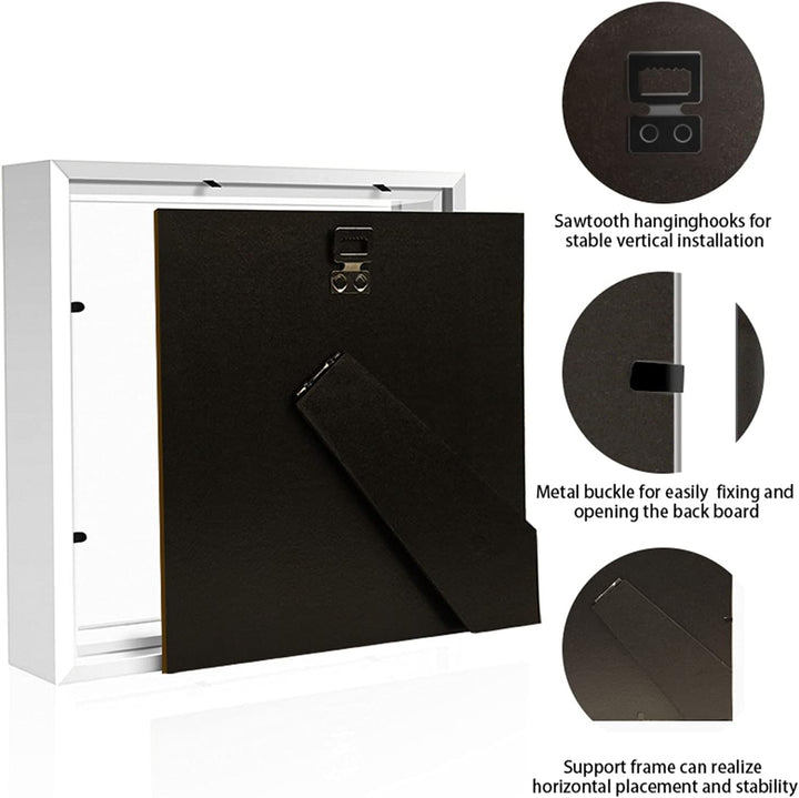 sunmeg 2Pcs 3D Bilderrahmen zum Befüllen 30 x 30cm Bilderrahmen Tief 3D Objektrahmen Hölzern bis 3cm