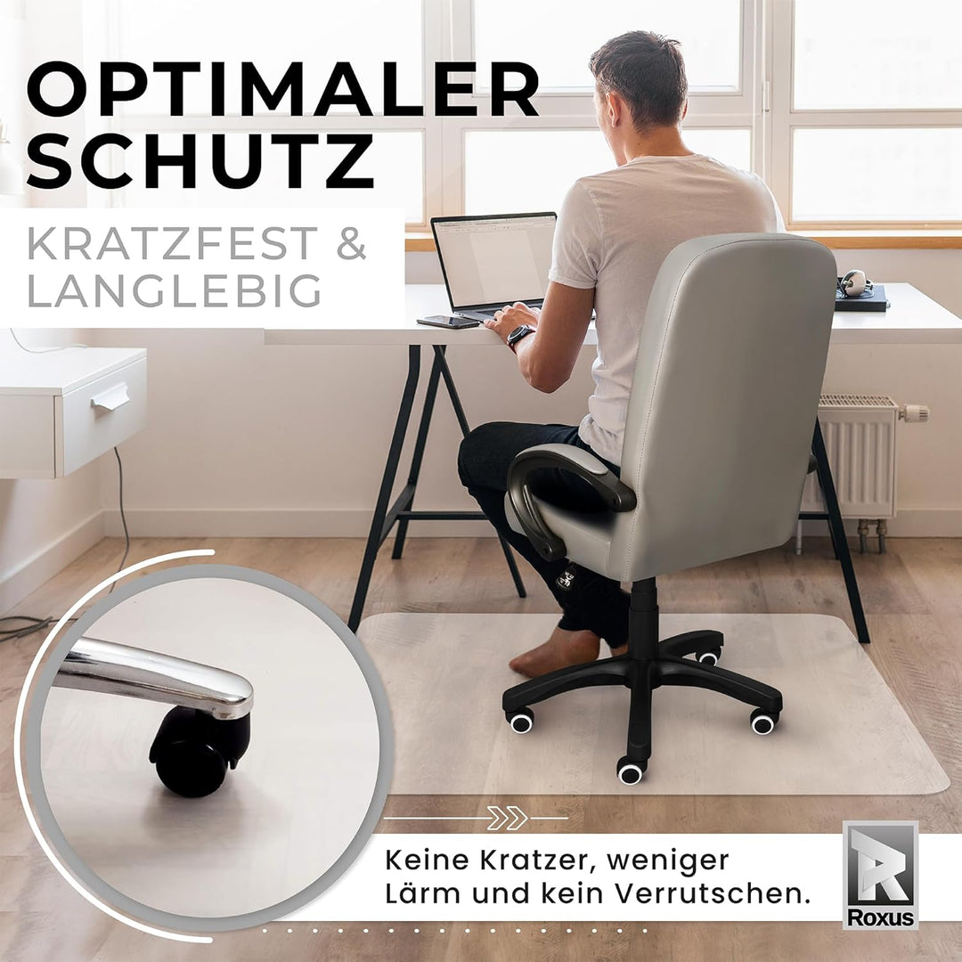 Roxus® Bodenschutzmatte Bürostuhl Verschiedene Grössen (118x118cm, milchweiss) - Bürostuhl-Unterlage