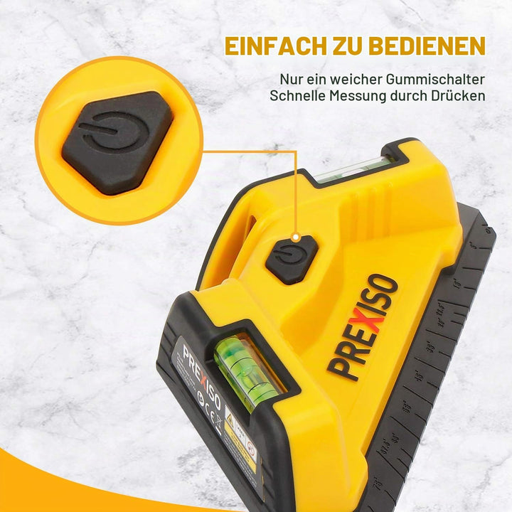 PREXISO Winkellaser mit Wasserwaagen,10M roter Laser, Fliesenlaser 90 Grad, ideal für Fliesenarbeite