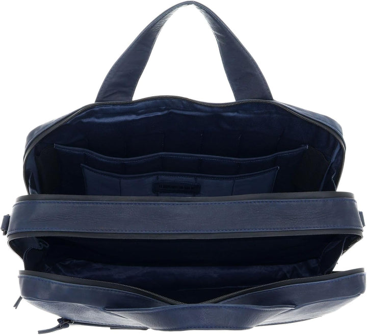 Leonhard Heyden Den Haag - Aktentasche 2 Fächer Leder 15" 40 cm Blau, Blau