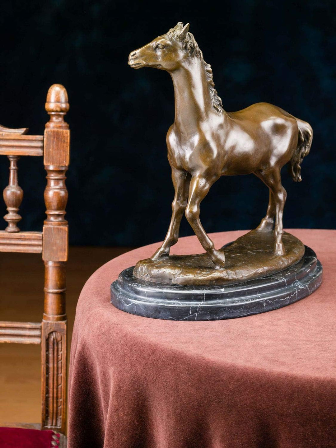 aubaho Bronzeskulptur Pferd 6kg Bronze Statue 32cm Skulptur Figur Antik-Stil Horse