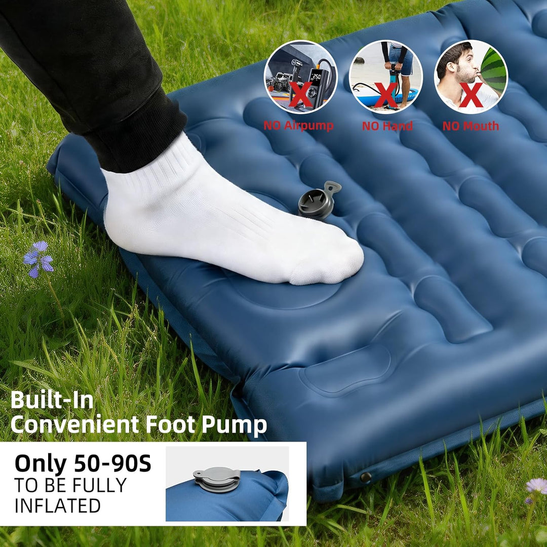HiiPeak Ultraleichte Isomatte aufblasend - Luftmatratze Camping mit integrierter Fusspumpe & Kissen,