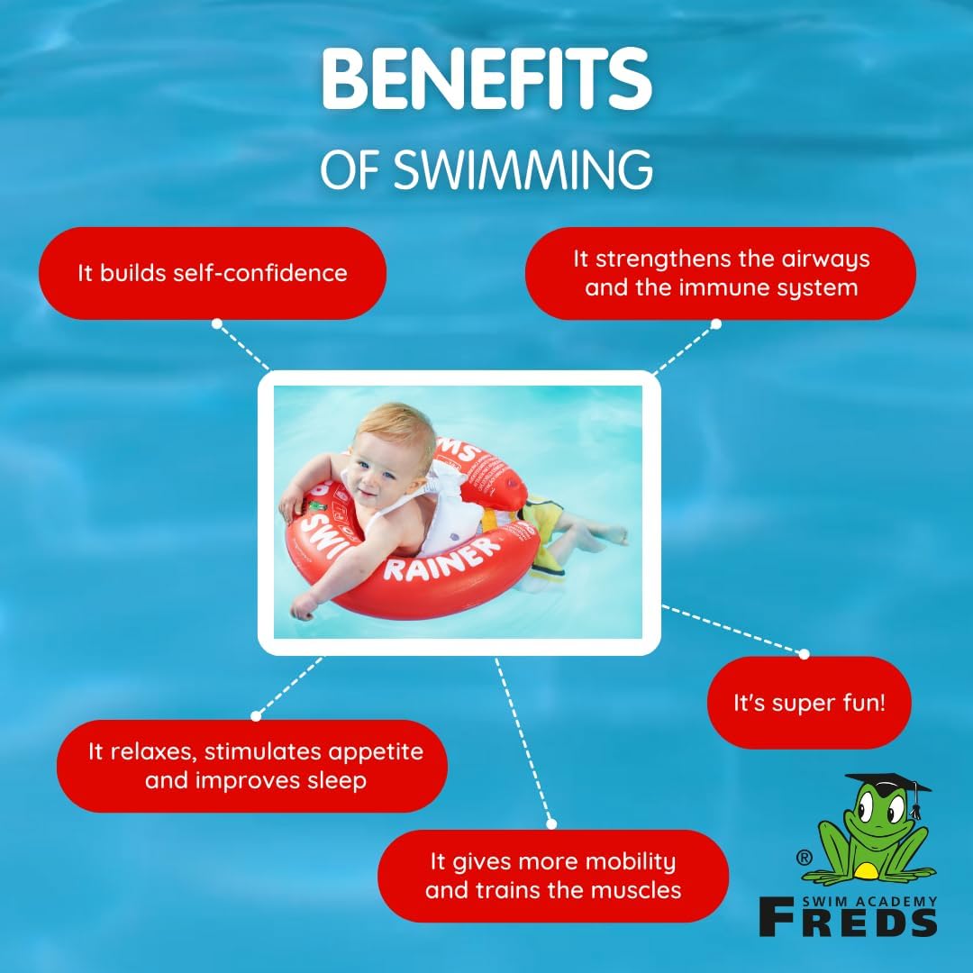 FREDS SWIM ACADEMY SWIMTRAINER Classic Rot - Schwimmtrainer für Kinder von 3 Monaten bis 4 Jahren, a