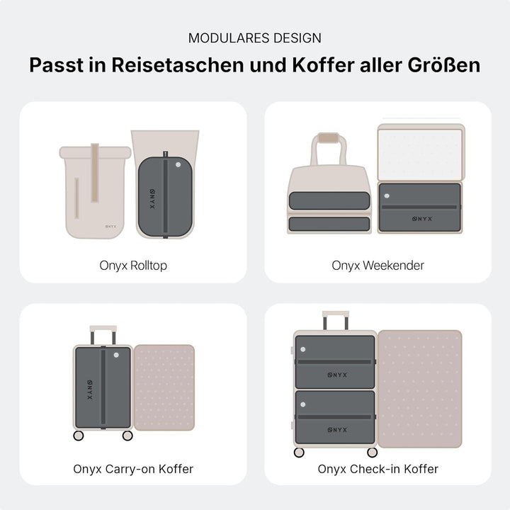 ONYX Aircube™ Vakuum Packing Cubes 2er Set – Inkl. kabelloser Vakuumpumpe – Platzsparender Koffer Or