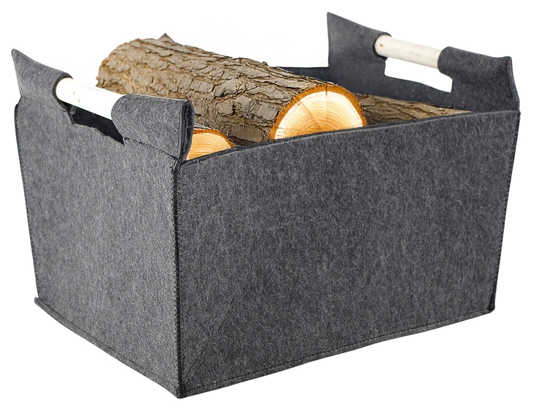 Kobolo Filzkorb Holzkorb für Kaminholz Allzweckkorb - Filz - dunkelgrau - 50x38x34 cm