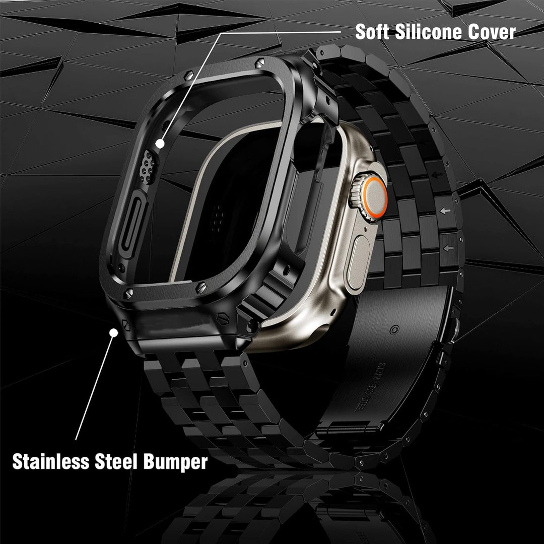 HASLFM Apple Watch Armbänder Kompatibel für iWatch Serie 6/5/4/SE/3/2/1(44mm/42mm), Edelstahl Apple