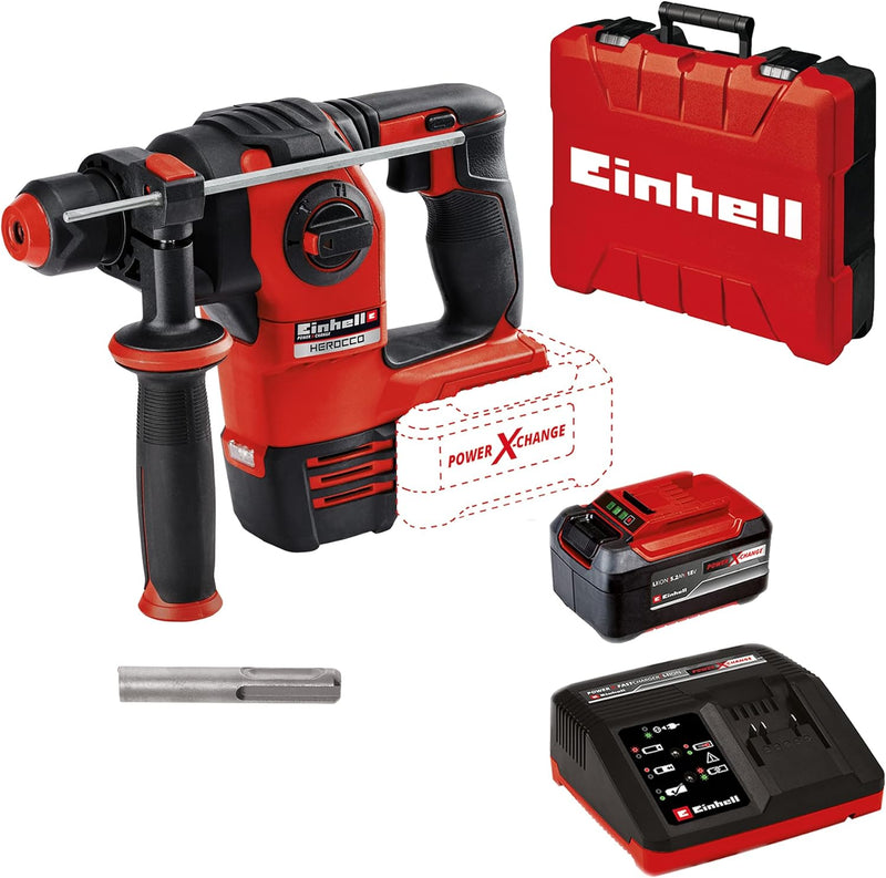 Einhell Akku-Bohrhammer HEROCCO 18/20 Power X-Change (Li-Ion, Bohren/Hammerbohren/Meisseln mit/ohne