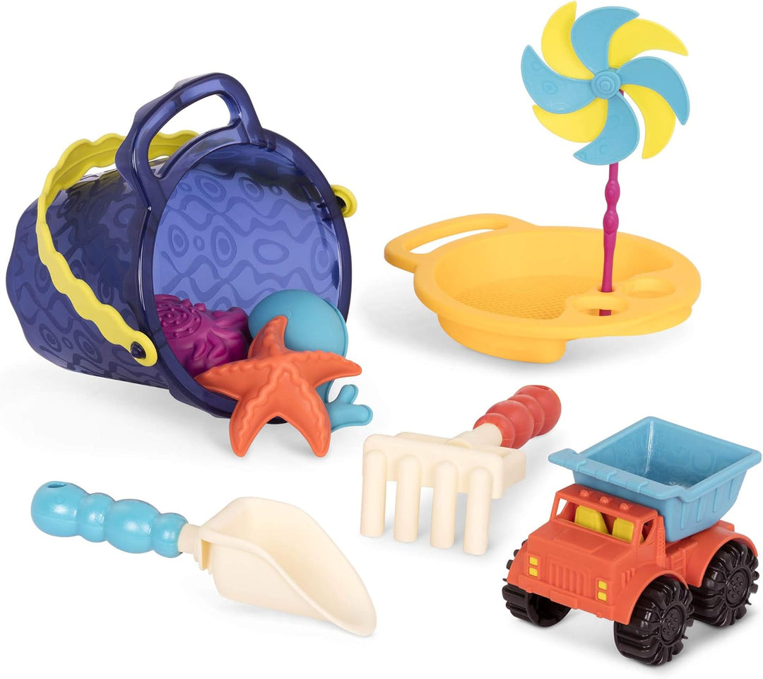 B. toys Sandspielzeug 10 Teile Grosser Kipplaster mit Eimer – Sandkasten Spielzeug, Strand, Spielpla