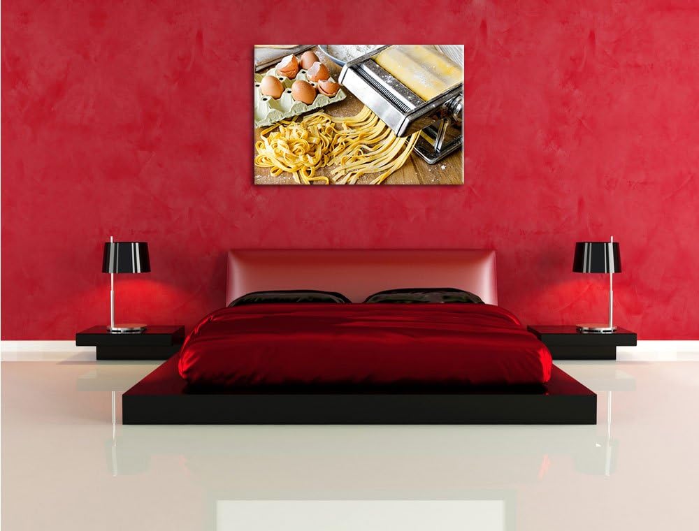 Nudelmaschine Pasta Italia Format: 100x70 auf Leinwand, XXL riesige Bilder fertig gerahmt mit Keilra