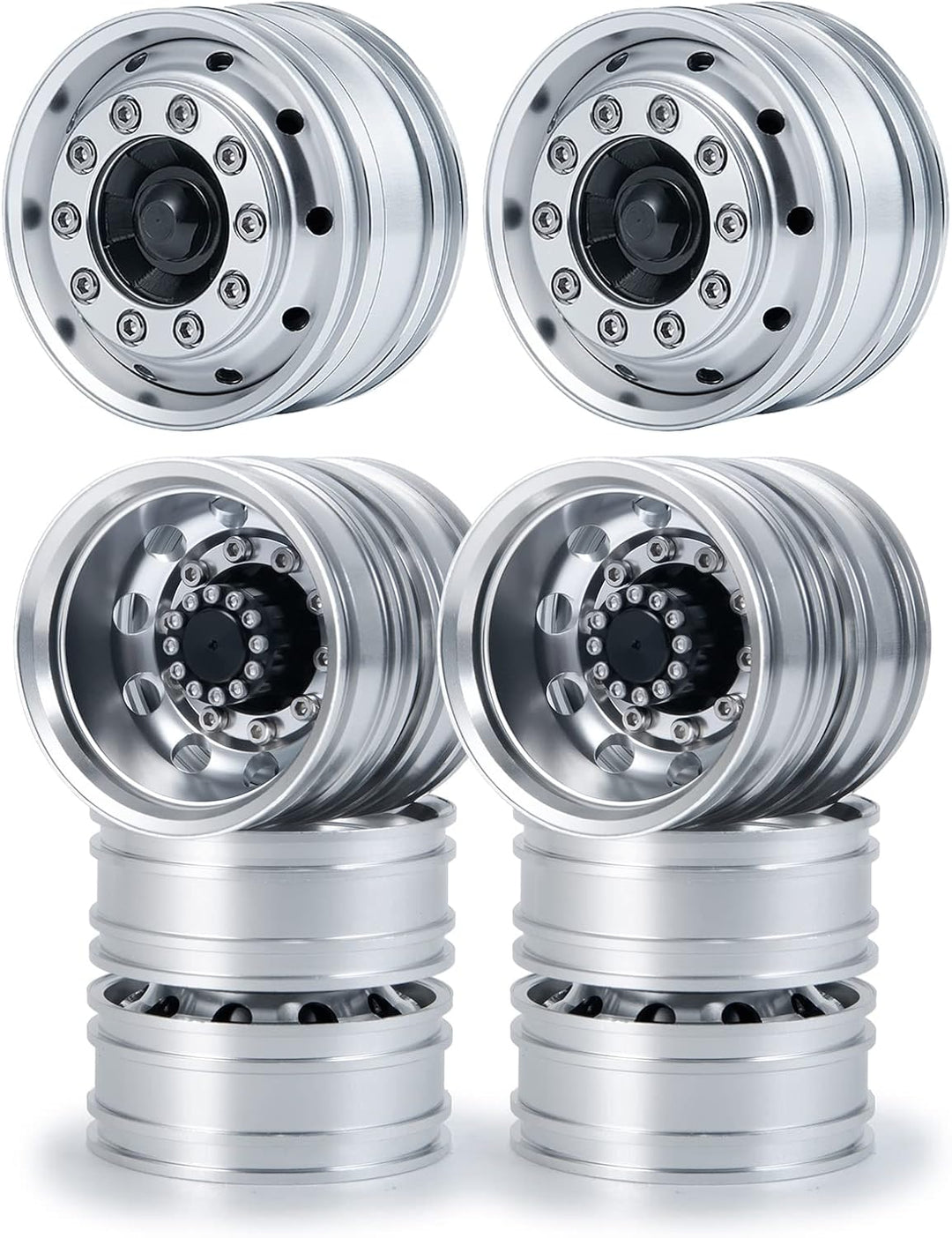 AXspeed 1/14 Vorderrad-Felgen-Set, 2 Vorderseite Radnaben und 4 Hinterräder Felgen für Amiya Tractor