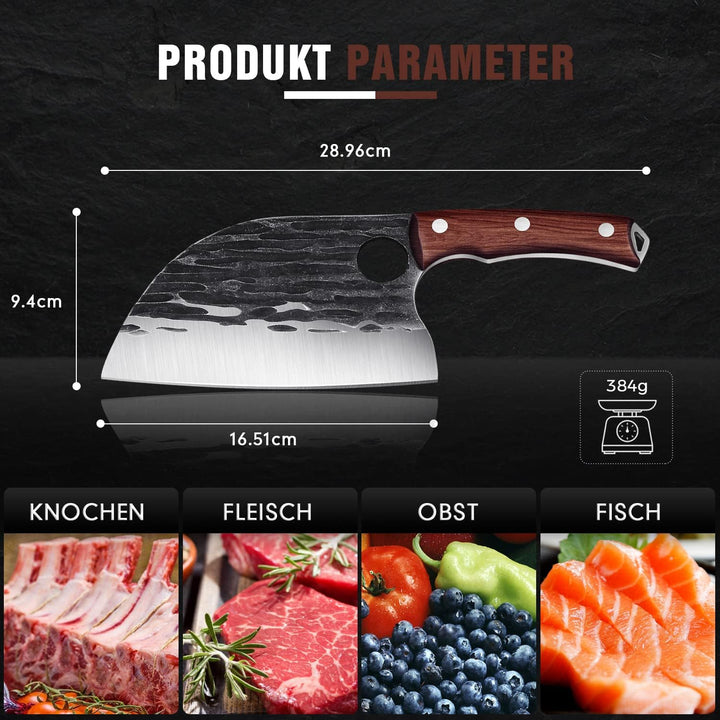 SMITH CHU Hackmesser Serbisches Metzgermesser Handgeschmiedetes Kochmesser Küchenmesser Fleischerbei