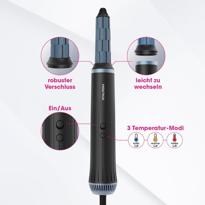 VITALmaxx Air Curler Plus 6-in-1 | Innovative Luftstrom-Technik | Multi-Styler mit Lockendreher, Haa