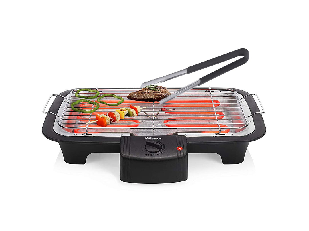 Elektrischer BBQ Tischgrill & Grillzange mit Wasserauffangschale, Grillfläche 38x22cm - 2000Watt