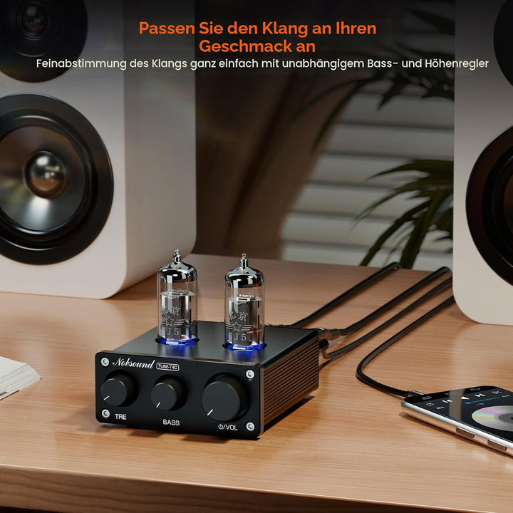 Nobsound Mini HiFi Röhren Vorverstärker: Stereo Audio Preamp der Klasse A mit Bass- und Höhenregelun