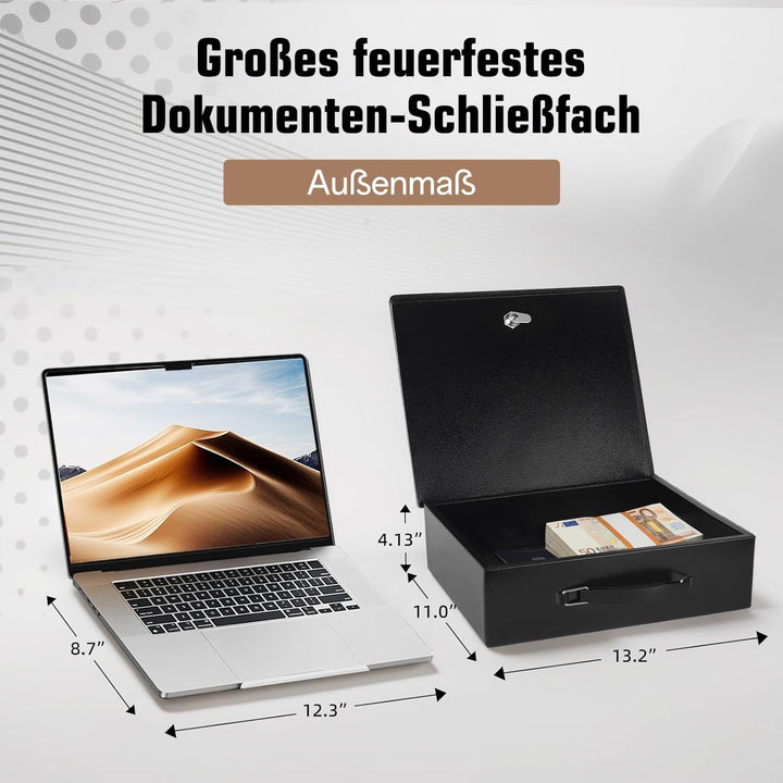 Feuerfeste Dokumentenbox, tresor feuerfest mit Schlüsselschloss und Griff, feuerfeste geldkassette f