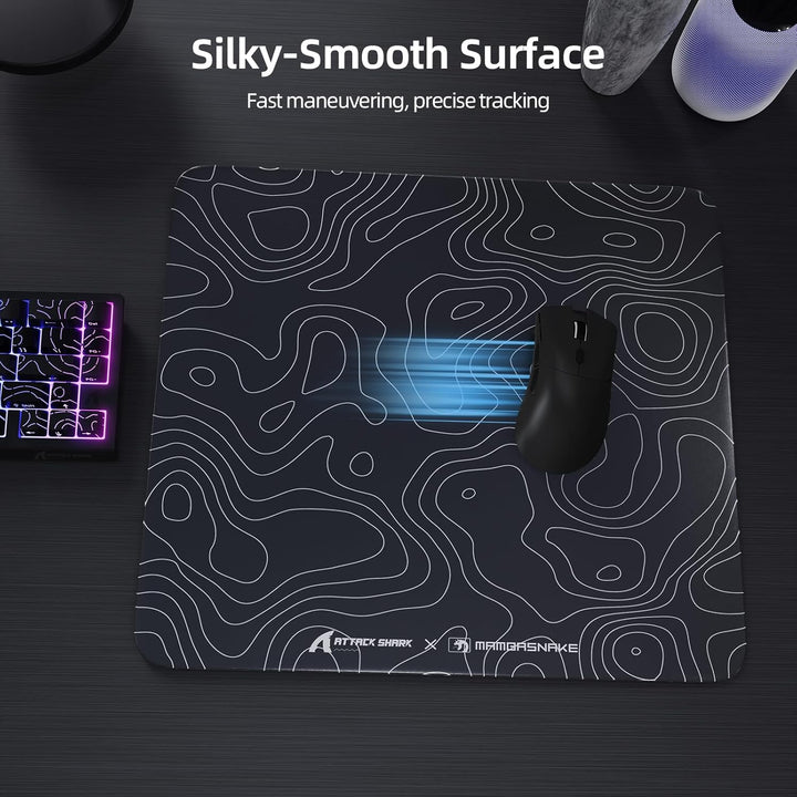 ATTACK SHARK CM05 Gaming-Mauspad Aus Gehärtetem Glas, Ultraglatte Oberfläche, 9H Gehärtetes Glas, 17
