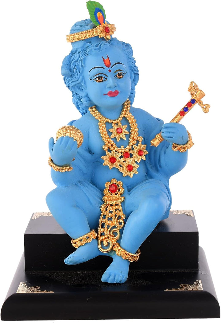 Saudeep India Laddoo Gopal mit Flöte Idol | Bal Gopal Murti Auto Armaturenbrett | Baby Krishna Statu