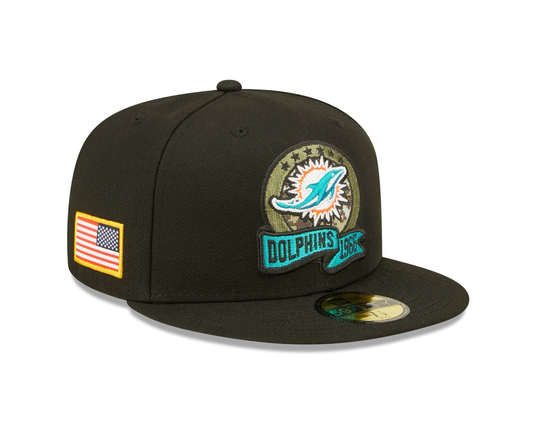 New Era NFL 59Fifty Cap Salute to Service 2022 schwarz Kappe gerader Schirm American Football 58-59