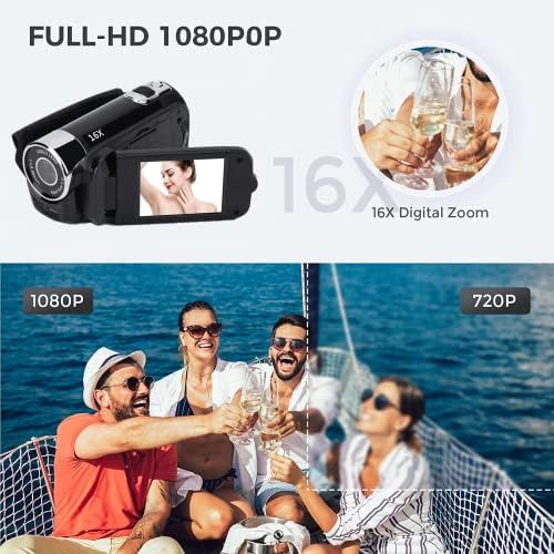 Entatial 4X Digitale Camcorder-Videokamera 720P Full HD 270 ° Drehung Weitwinkel 2.4inch Bildschirm