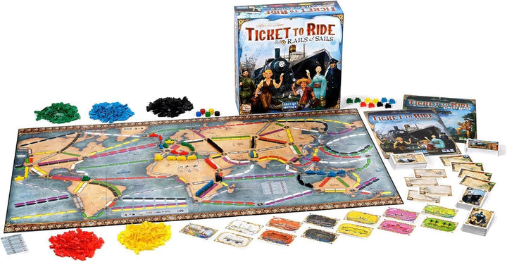 Days of Wonder , Ticket to Ride Rails &amp; Sails Board Game, Ages 10+, for 2 to 5 Players, Average Play
