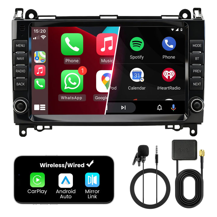 Doppel DIN Autoradio mit Bildschirm für Mercedes-Benz Vito W906 W169, Wireless CarPlay & Android Aut