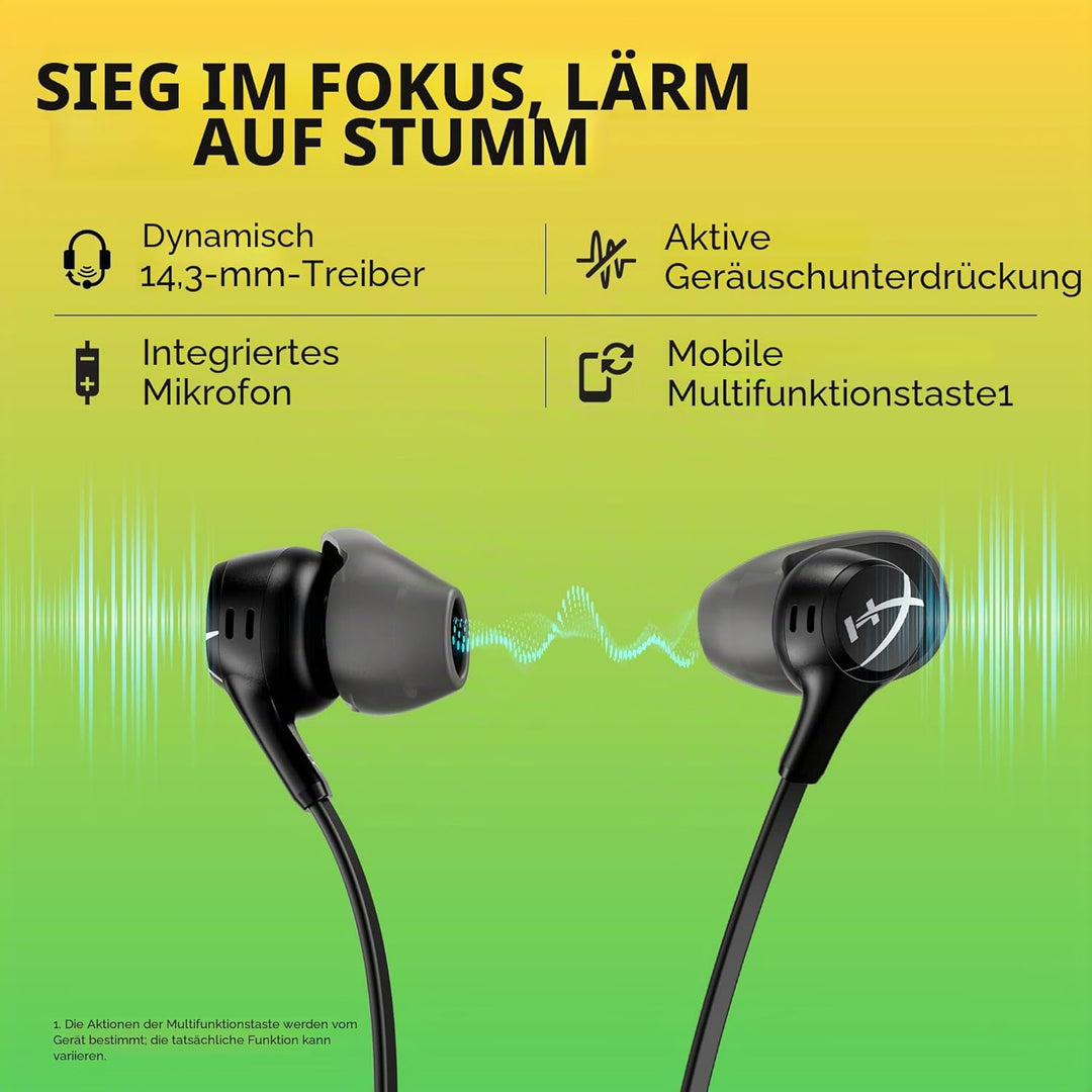 HyperX Cloud Earbuds II Gaming-Ohrhörer mit Mikrofon, Schwarz, Schwarz