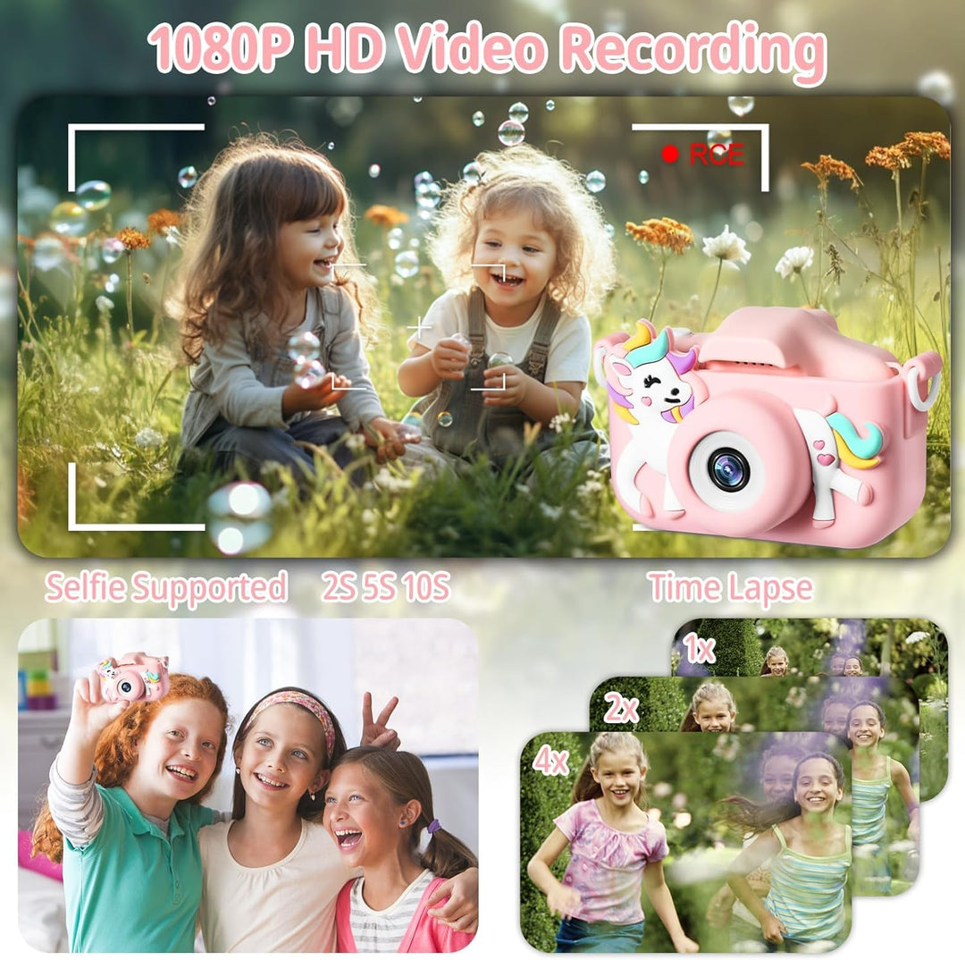 Kinderkamera 2,0-Zoll-Bildschirm 1080P Kinder Kamera Fotoapparat Kinder mit 32GB SD-Karte Selfie Dig