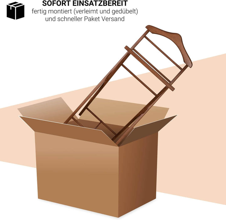 2x Herrendiener Kleiderbutler Kleiderständer Stummer Diener aus Holz klappbar und leicht (Nussbaum)