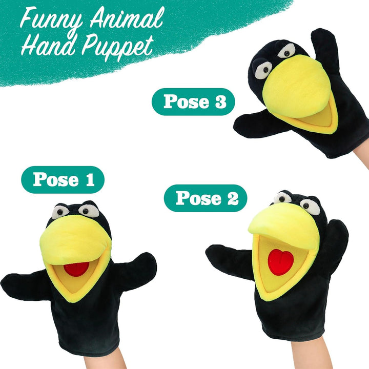 lilizzhoumax Krähe Handpuppe Kuscheltier Tier Rabe Kawaii Niedliches Rollenspiel interaktives Früher