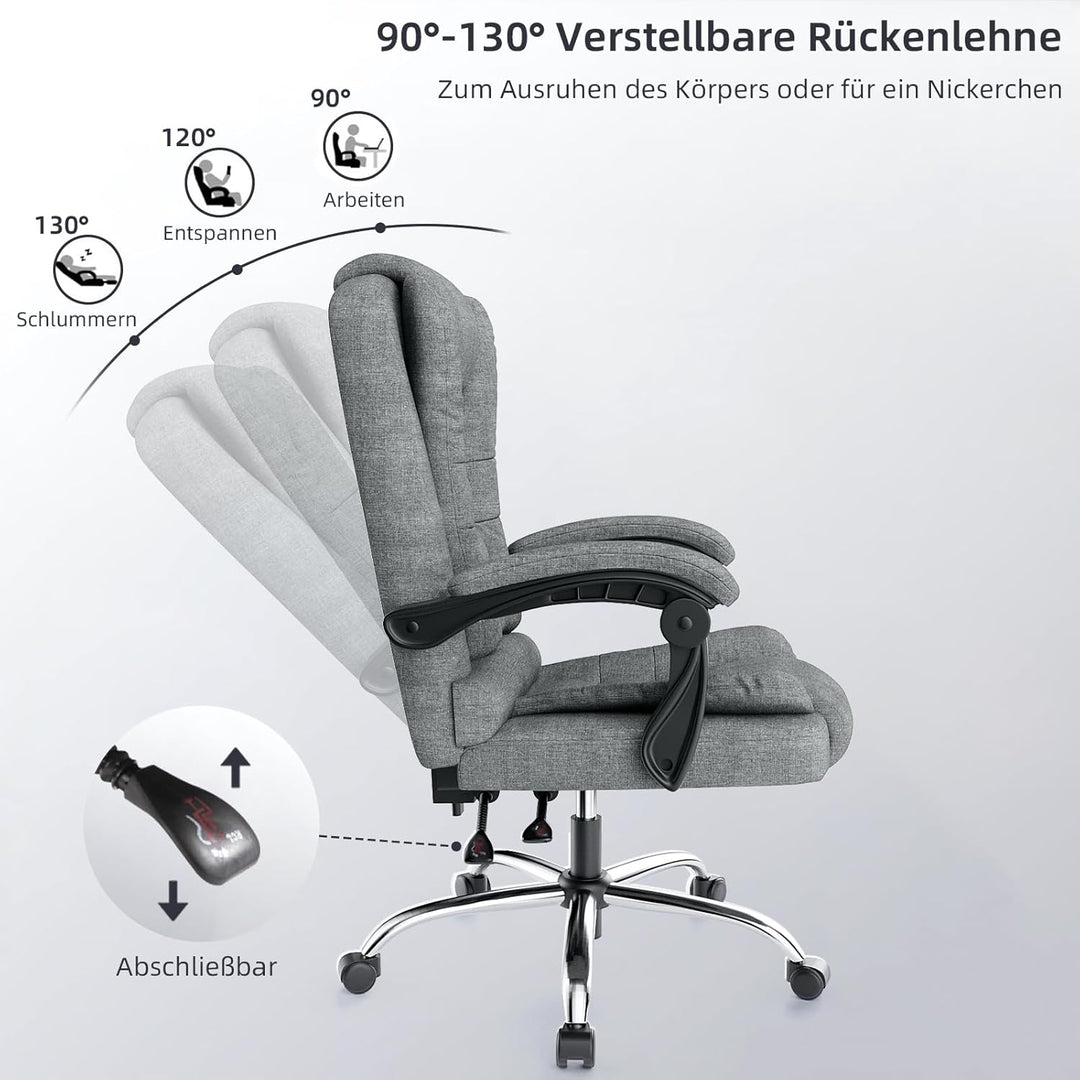 rattantree Ergonomischer Bürostuhl, Schreibtischstuhl, Computerstuhl mit Gepolsterter Armlehne und W