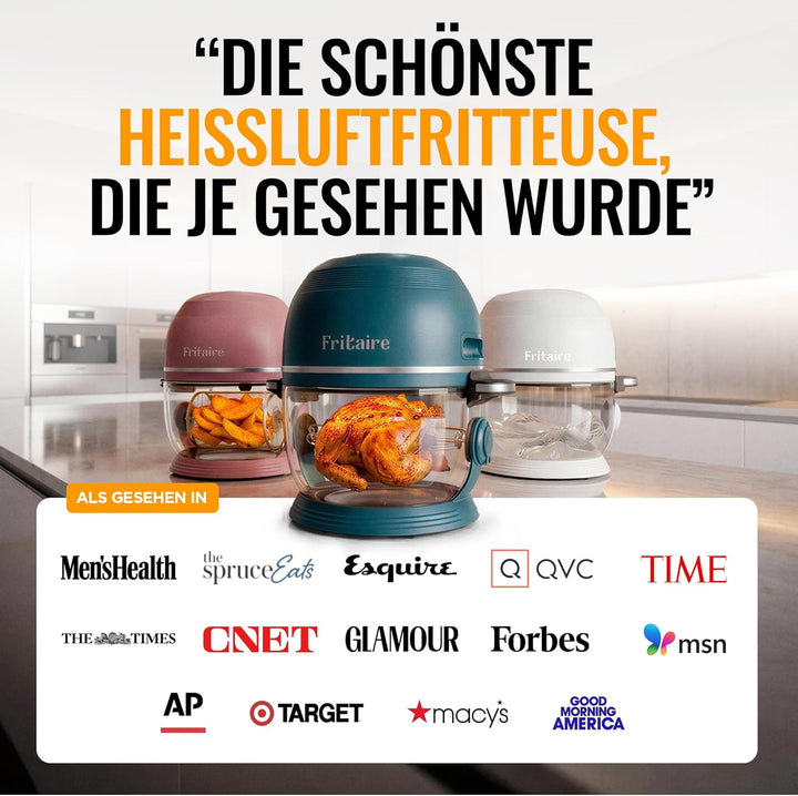 Fritaire Ungiftiger Glas-Airfryer™, 5L – 360° Sicht, Selbstreinigung, 400°F Heissluft-Vortex für gle