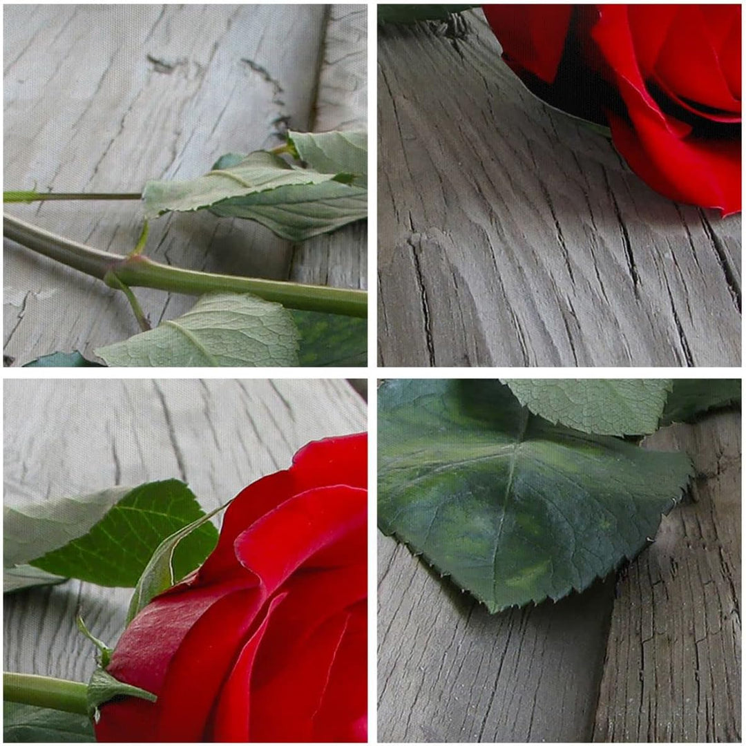 Bilder auf Leinwand Blume Holz Pflanze Leinwandbild mit Rahmen 70x50cm Wandbilder Dekoration Wohnzim