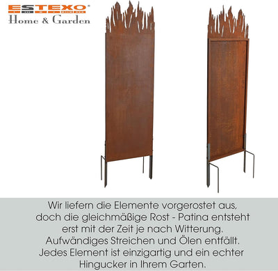 ESTEXO Sichtschutzelement Sichtschutzwand Gartenzaun Rost Sichtschutz Flames Metall Edelrost Gartend