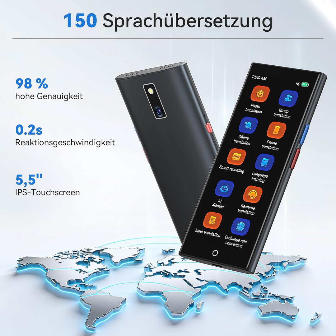 Sprachübersetzer Gerät,Übersetzungsgerät mit Sprachausgabe Translator,150 Sprachen AI Online Offline