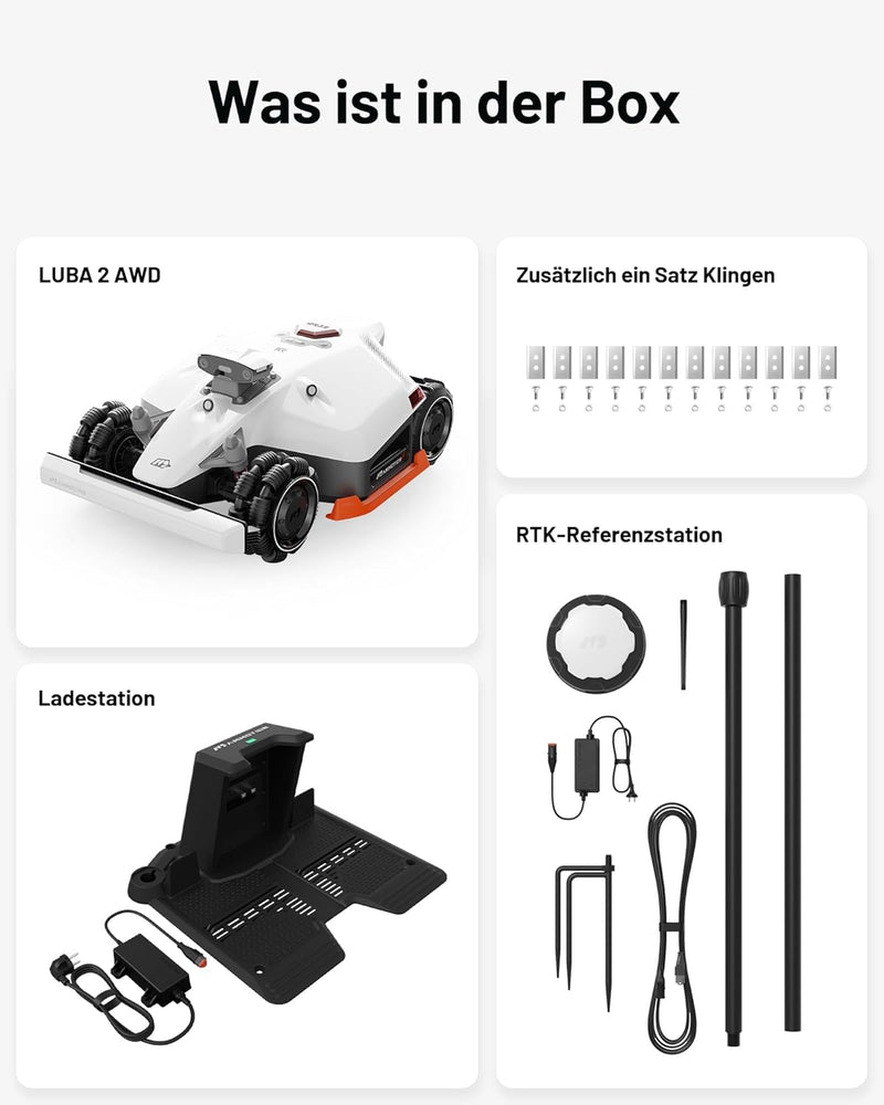 MAMMOTION LUBA 2 AWD 3000X Mähroboter ohne Begrenzungskabel, bis zu 3000 m², UltraSense AI Vision iN