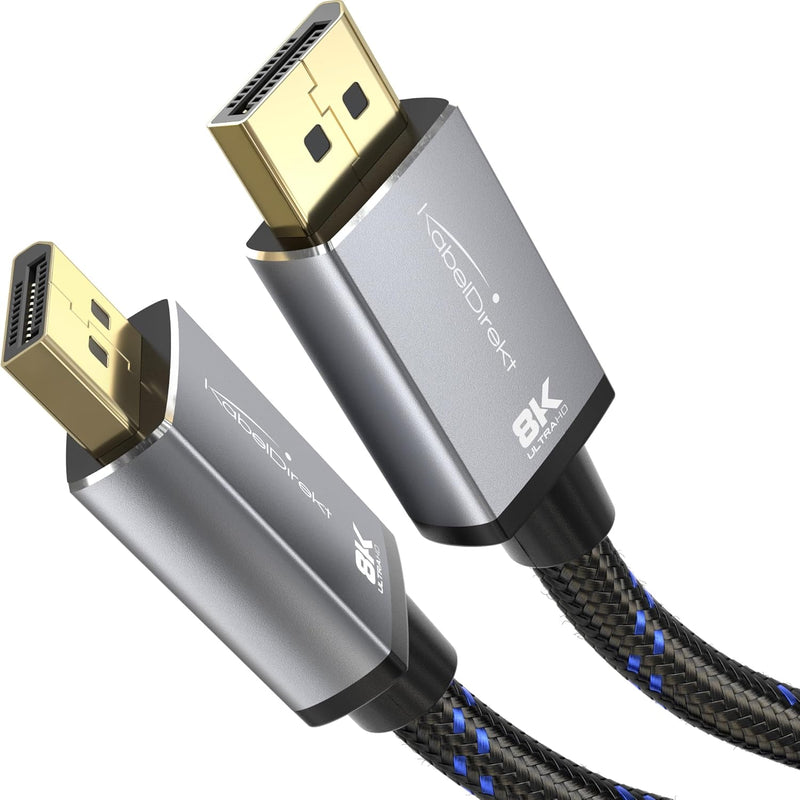 KabelDirekt – 8K / 60Hz DisplayPort Kabel 1.4 – 5 m – DP Kabel mit Vollmetall-Steckern für Gaming PC