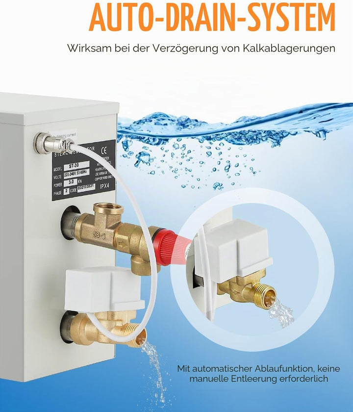 CGOLDENWALL 3 KW Haushalt Sauna Dampfgenerator 220 V, ideal für Sauna/Dusche/Bad/Spa, mit Automatisc