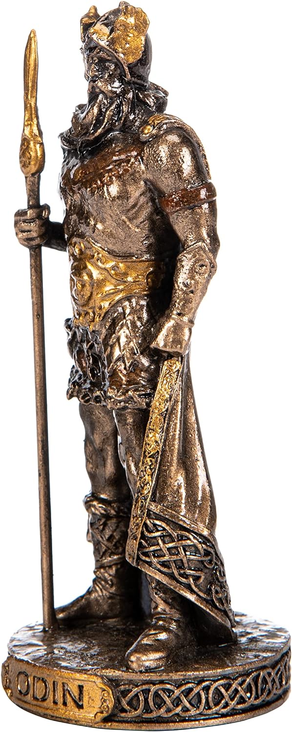 Odin Skandinavischer Gott Kunstharz Figuren handbemalt Bronze Miniatur Statue 8,3 cm