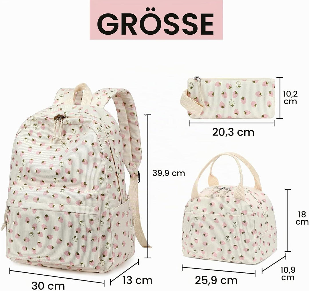 LOIDOU Rucksack für Teenager Mädchen Bookbags Kinderrucksack Kinder Schulrucksack mit Lunchpaket Fed