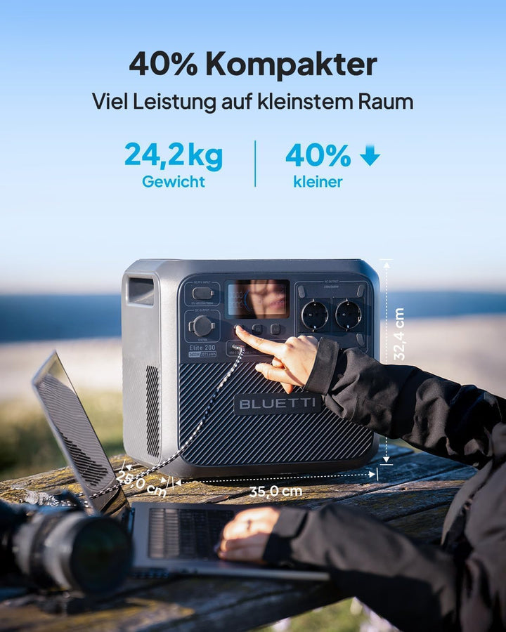 BLUETTI Elite 200 V2 Tragbare Powerstation & Charger 2 (separat lieferbar), 2073,6Wh Backup mit 2 26