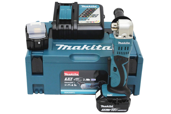 Makita Akku-Winkelbohrmaschine 18 V ZKBF / 5 Ah im Makpac, DDA350RTJ mit Akku + Ladegerät, mit Akku