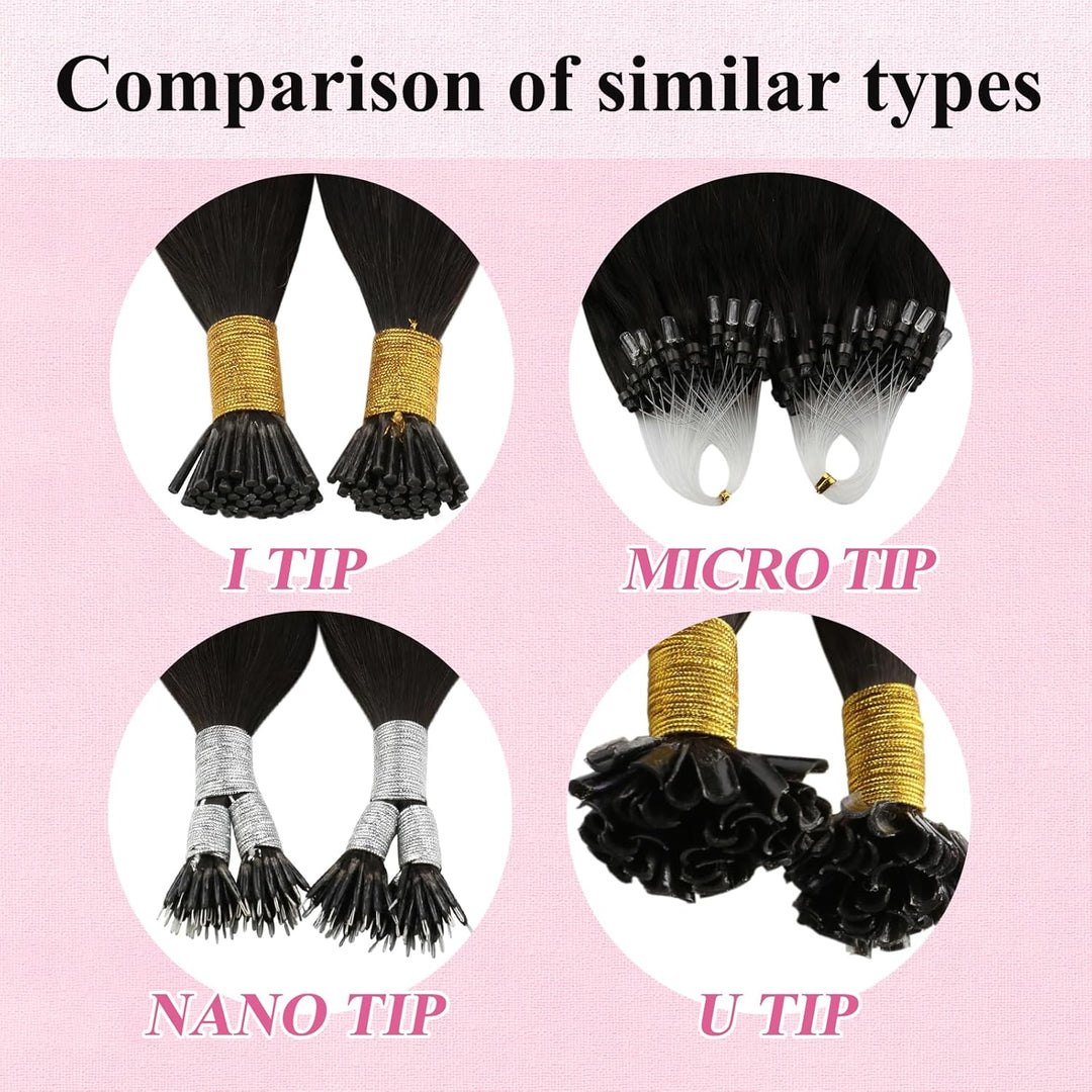 YoungSee 60cm Microring Extensions Echthaar Ombre Microring Extensions Braun Ombre Microring Hair Ex