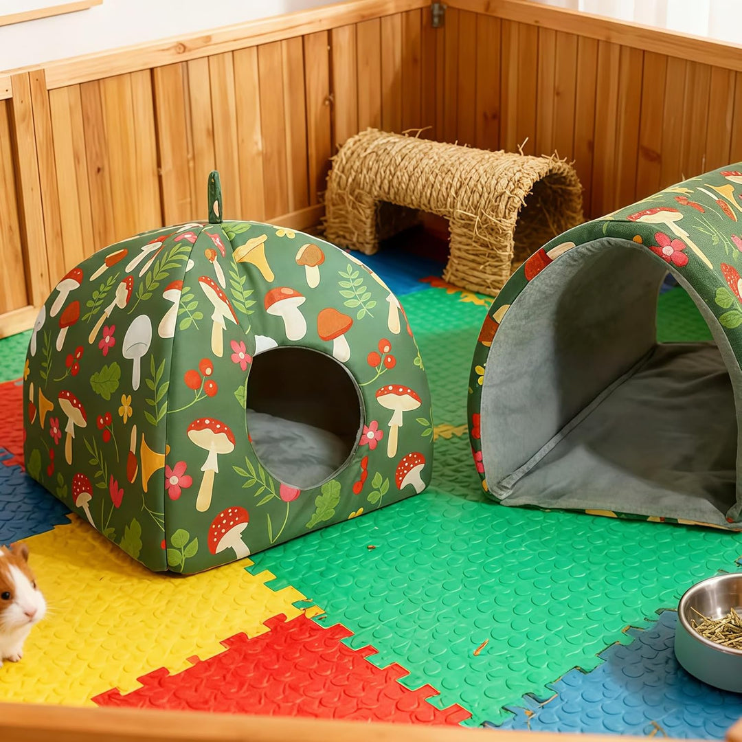 2er Set Meerschweinchen Bett: Ultraweiches Material Meerschweinchen Tunnel, Kuschelhöhle mit abnehmb
