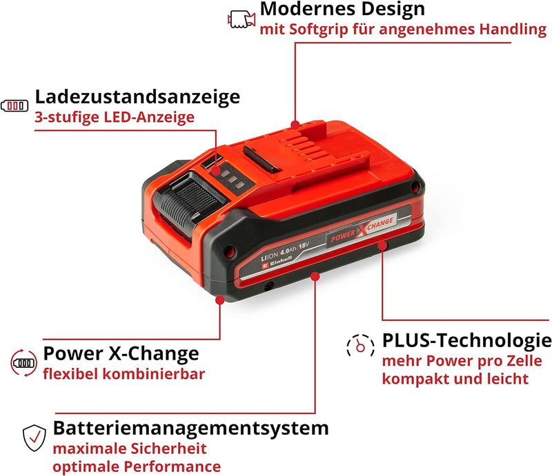 Original Einhell 18V 4,0 Ah Power X-Change PLUS (18V Akku, universell verwendbar für alle PXC-Geräte